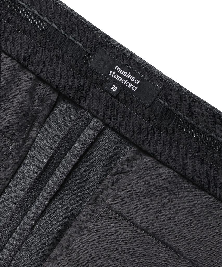MUSINSA STANDARD Wool Semi-Wide Hidden Banding Slacks [Medium Gray]