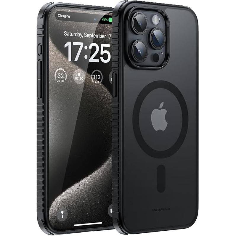 UNBREAKcable Case for iPhone 14 & iPhone 13, [Compatible with MagSafe] [Military Grade Shockproof] [Non-Slip] Translucent Matte Back and Soft TPU iPhone 15 Pro-Translucent