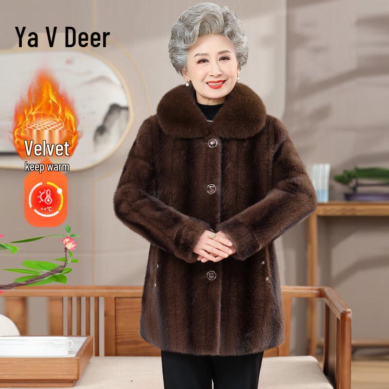 Yalook Women's Elegant Thickened Winter Fur Collar Coat
