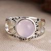 Vintage Inlaid Pink Stone Women's Ring Sparkling CopperColor Hand Carving Daily Wear Party Jewelry Anniversary Gift