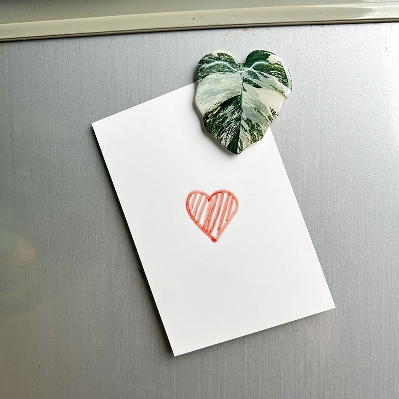 4pcs Plant leaf Acrylic refrigerator magnet decorative patch acrylic simulated pink princess leaf