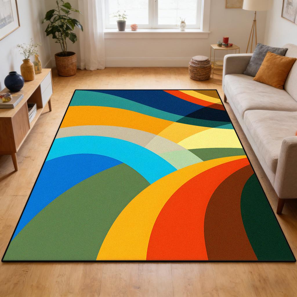 Dopamine Color Abstract Style Living Room Carpet Decoration Home Sofa Area Soft Rug Children Bedroom Non-slip Crawling Mat Floor