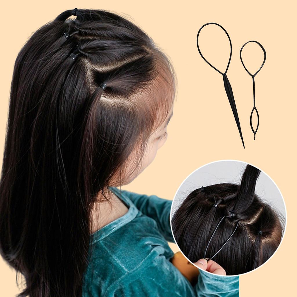 Hair Tail Tool Set 10 Pack Hair-Loop Tools with 2 Size Hair Braiding Tool Quick Hair Styling Tools Girl Ponytail Maker