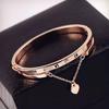 Korean Roman Numeral Rhinestone Heart Pendant Bracelet – Women's Fashion Wristband Ornament