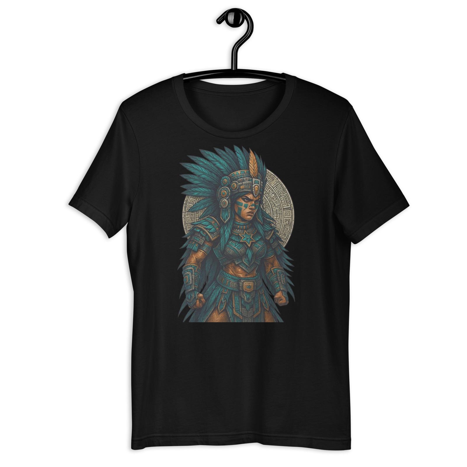 Aztec Jaguar Woman Shirt Mexican Calendar Warrior Art Graphic Tee S