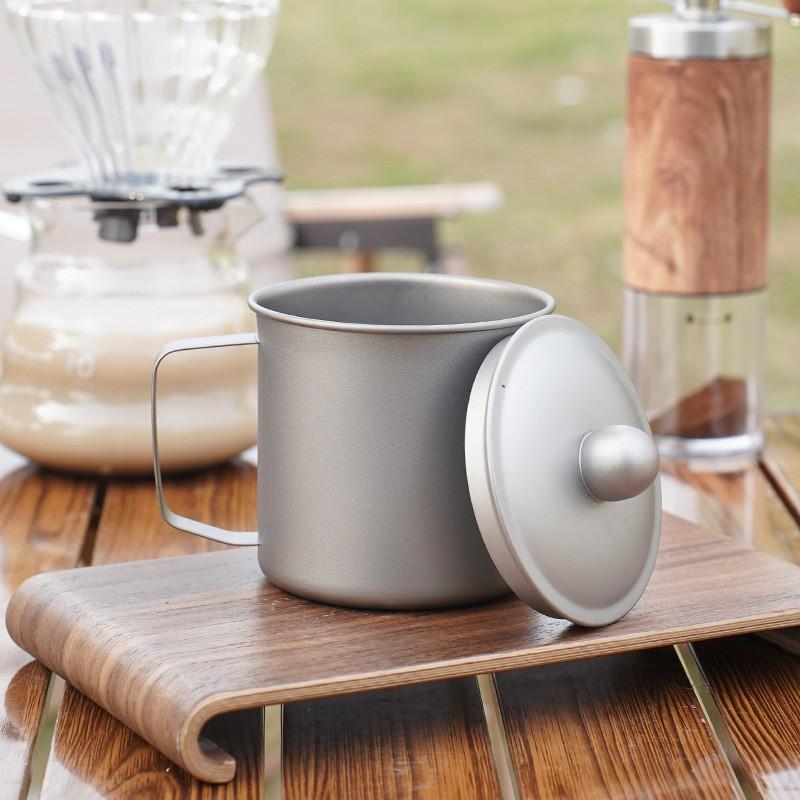 Titanium Travel Mug With Lid Lightweight Camping Cup Office Outdoor Use 380ml 420ml