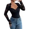 New Fashionable Lace-Trimmed Knit Long-Sleeved Slim Fit T-Shirt Top