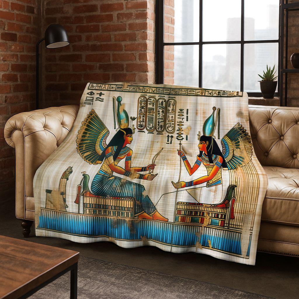 Ancient Egyptian Hieroglyphic Symbols Carved Murals Flannel Blanket,Cozy Soft Throw Blanket for Home Bedroom Bed Sofa Cover Gift