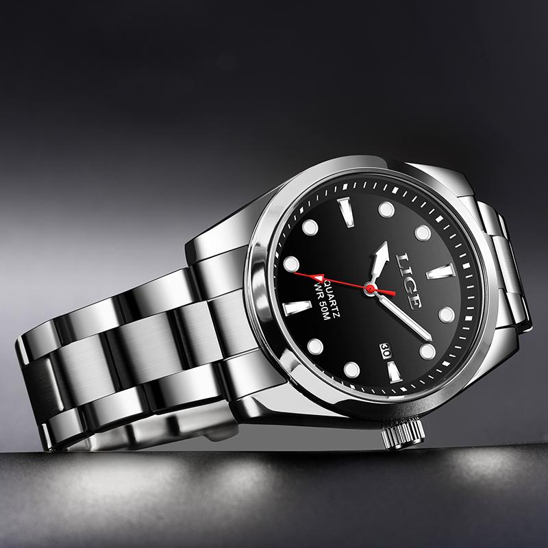 LIGE New Luxury Mens Watch Casual Fashion Quartz Wristwatches Sports 50M Waterproof Luminous Calendar Watches Men Gifts Reloj