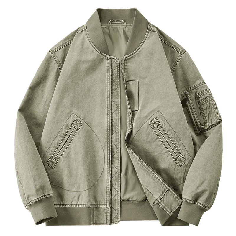 Men's Cotton Flight Jacket - Casual Air Force Baseball Collar Outerwear