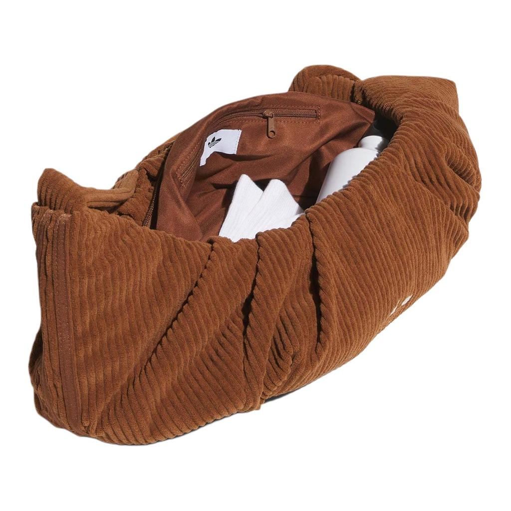 Adidas Originals Three Stripe Brand Logo Pleated Design Underarm Cloud Bag Corduroy Tote Bag Large Women Tote Bag Soft-Brown KT0860