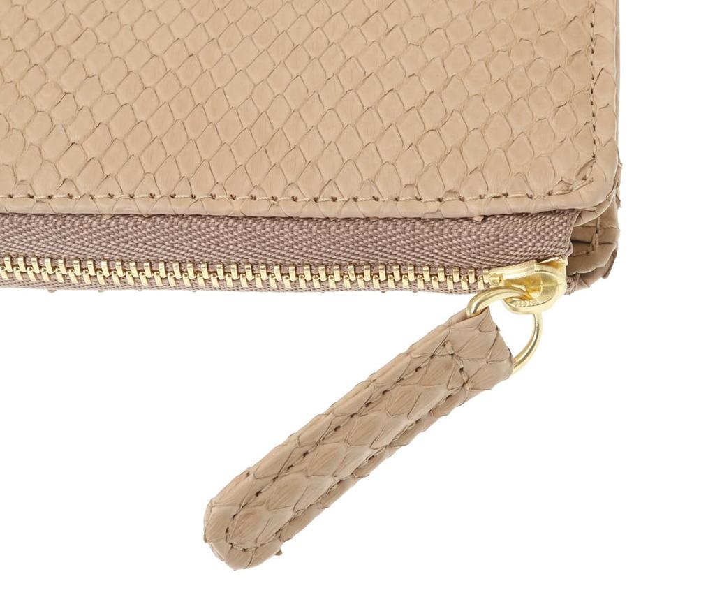 Travel Wallet Gray Python Sand Beige [Genten]
