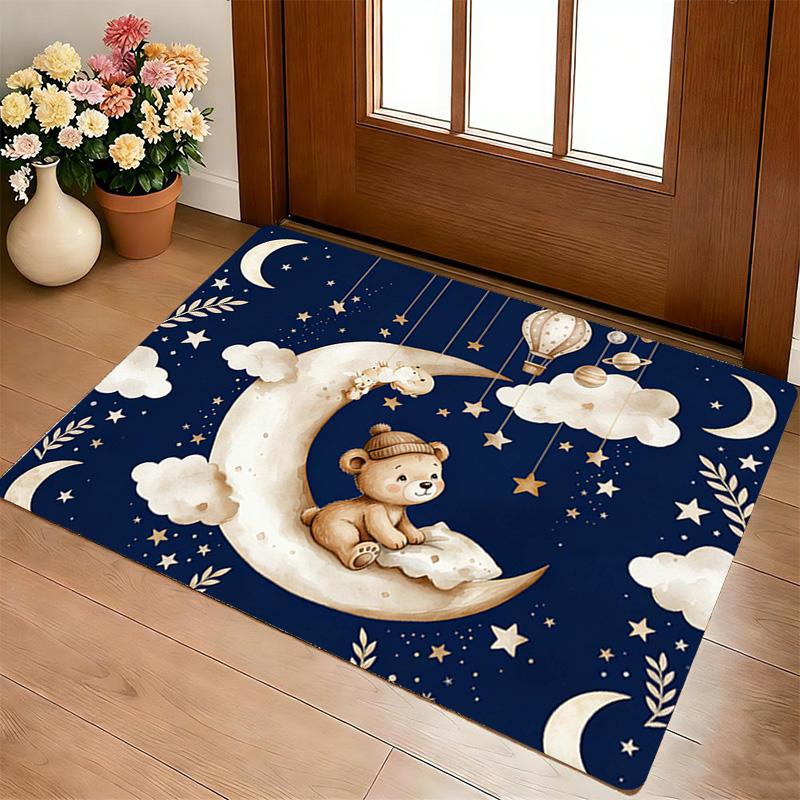 Moon Bear Living Room Nonslip Area Rug Soft Carpet For Bedroom Game Playroom Sofa Office Home Decor Doormat Christmas Gift C929451
