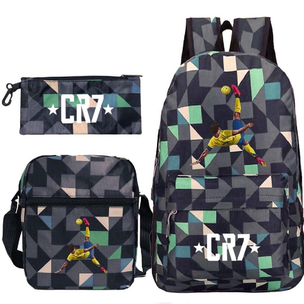 Cartable grande capacité avec bandoulière; set de trousse à crayons trois pièces pour étudiant