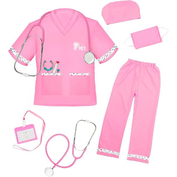 ANPHILE Kids Veterinarian Costume, Kids Doctor Vet Costume Outfit Pretend Play Dress Up Set for Halloween