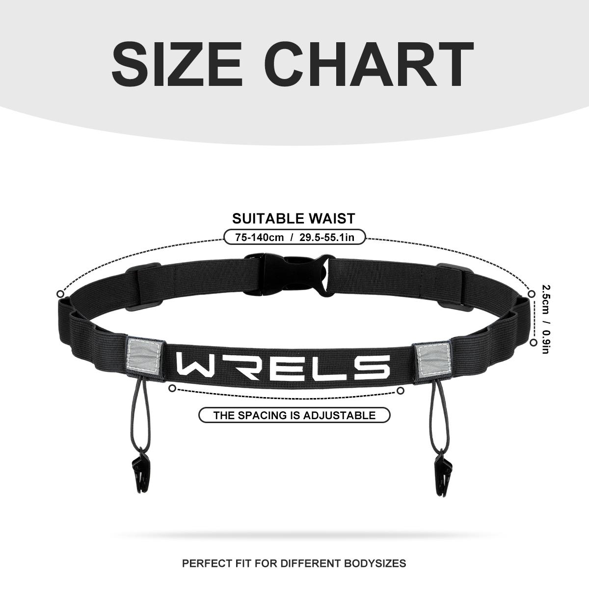 

WRELS Race Number Belt Lightweight Number Strap Elastic Marathon Race Number Belt Stretch-Fit Breathable Triathlon Race Belt чёрный
