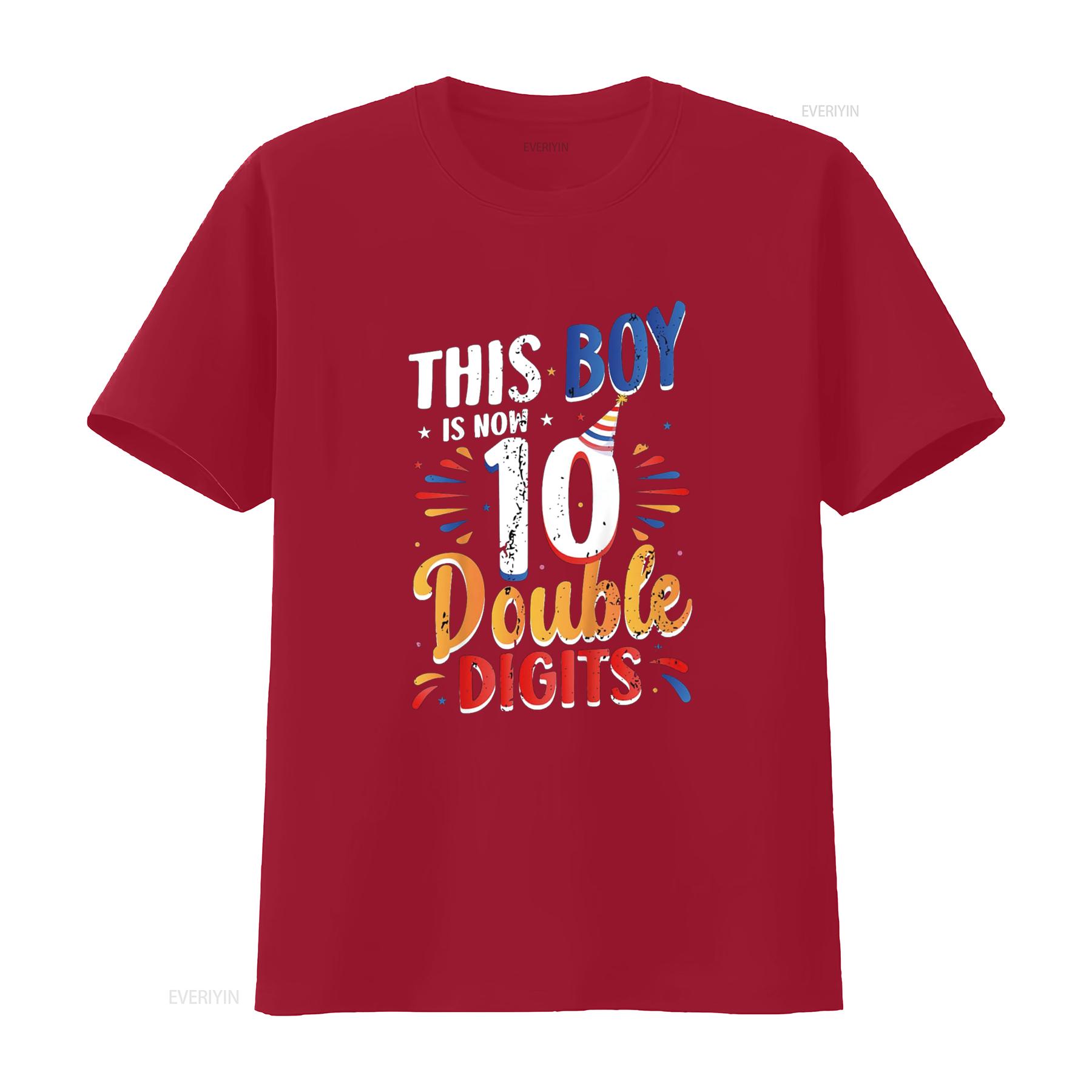 Kids This Boy Is Now 10 Double Digits 10th Birthday T Shirt vintage Washed Soft homme fashion Comfortable streetwear Stylish S