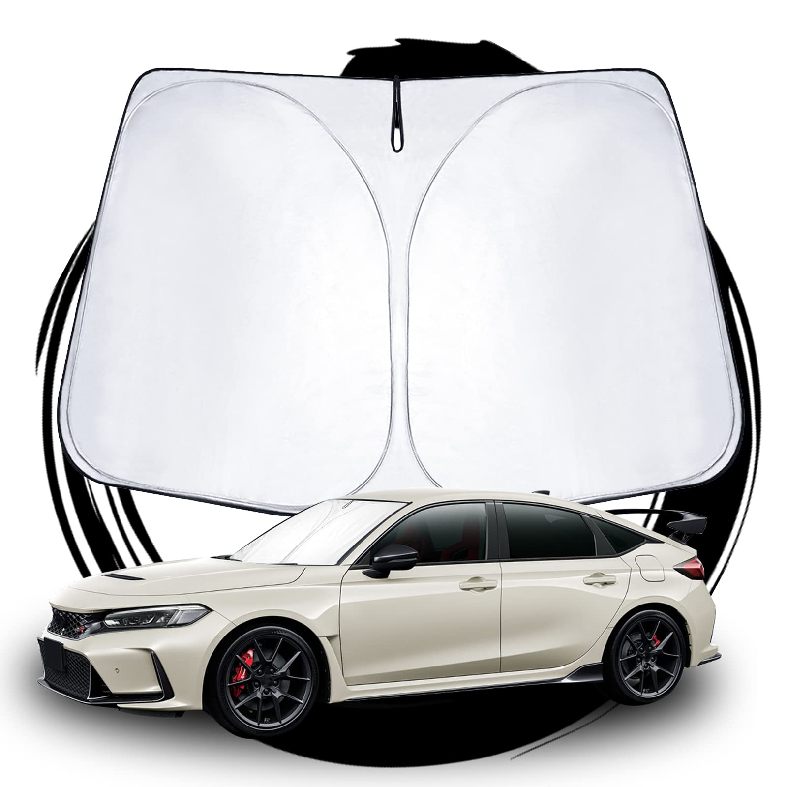 

Ruiya Windshield Sunshade for the 2022 Honda Civic Type R FL5, UV Protection, Foldable, No Suction Cups Required, Customizable Parts