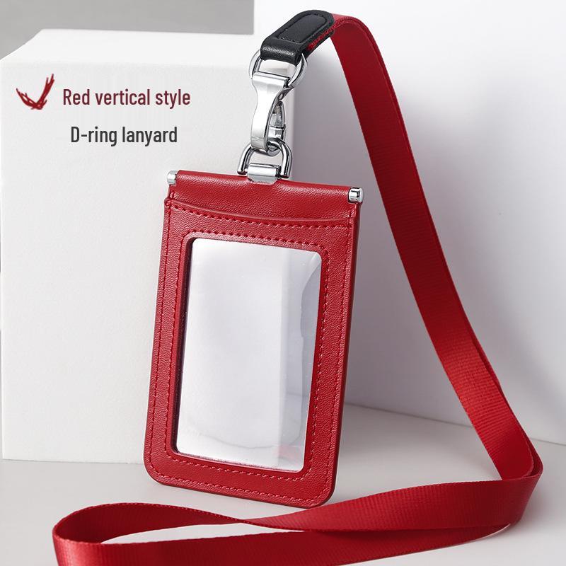 Wow Double-Sided Clear Leather ID Card Holder & Lanyard for Employees