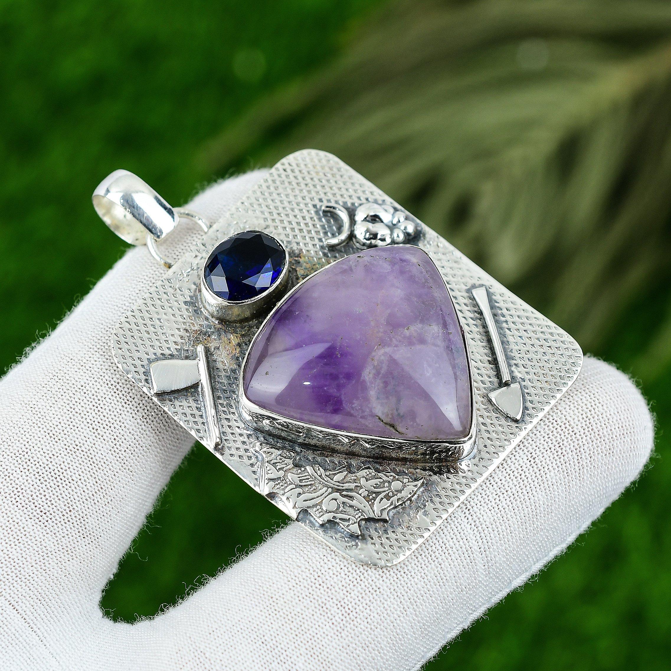 

Натуральный Аметист Драгоценный Камень Ювелирные Изделия 925 Стерлинговое Серебро Подвеска для Женщин