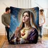 1PC Virgin Praying with Sacred Heart Print Blanket Warm Soft Fluffy Kids Adult Sofa Bed Throw Blanket Outdoor Travel Camping RV