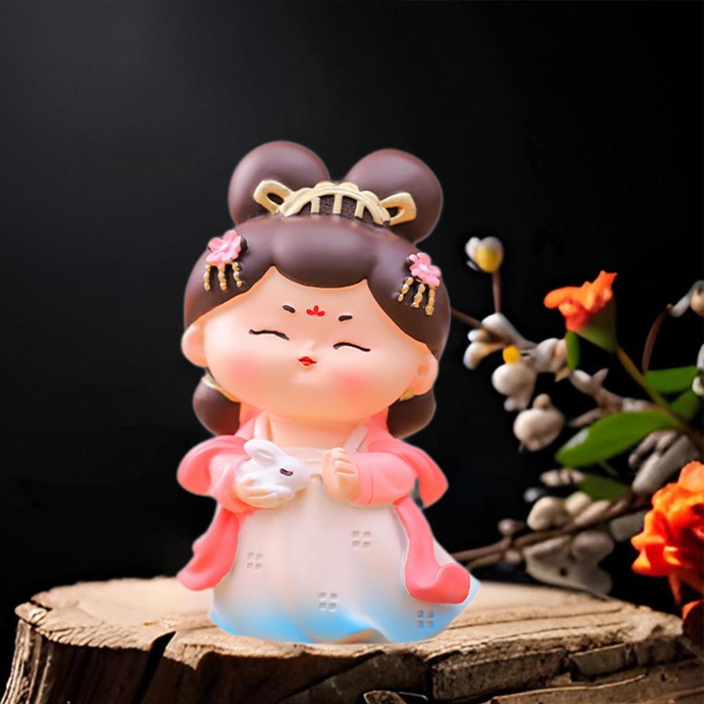Cartoon Tang Dynasty Lady Statue Desktop Decoration for Mantel, Bookshelves, Cafe Decor Multipurpose