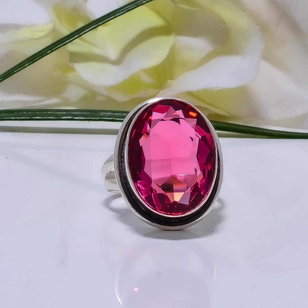 Pink Rubellite Tourmaline Gemstone 925 Sterling Silver Ring V8494, Pink Ring, Oval Ring, Valentin's Day Gift, Gift For Her, Birthday Gift, Handmade Je