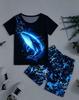 Kinder 3D-gedrucktes Kurzarm-T-Shirt und Shorts Set
