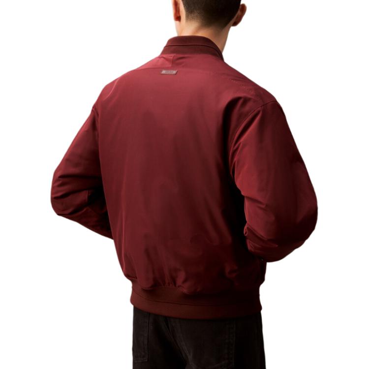 Calvin Klein Solid Color Spliced Comfortable Baseball Collar Drop Shoulder Long Sleeve Jacket Unisex Jacket Rust 40EM525-XVK