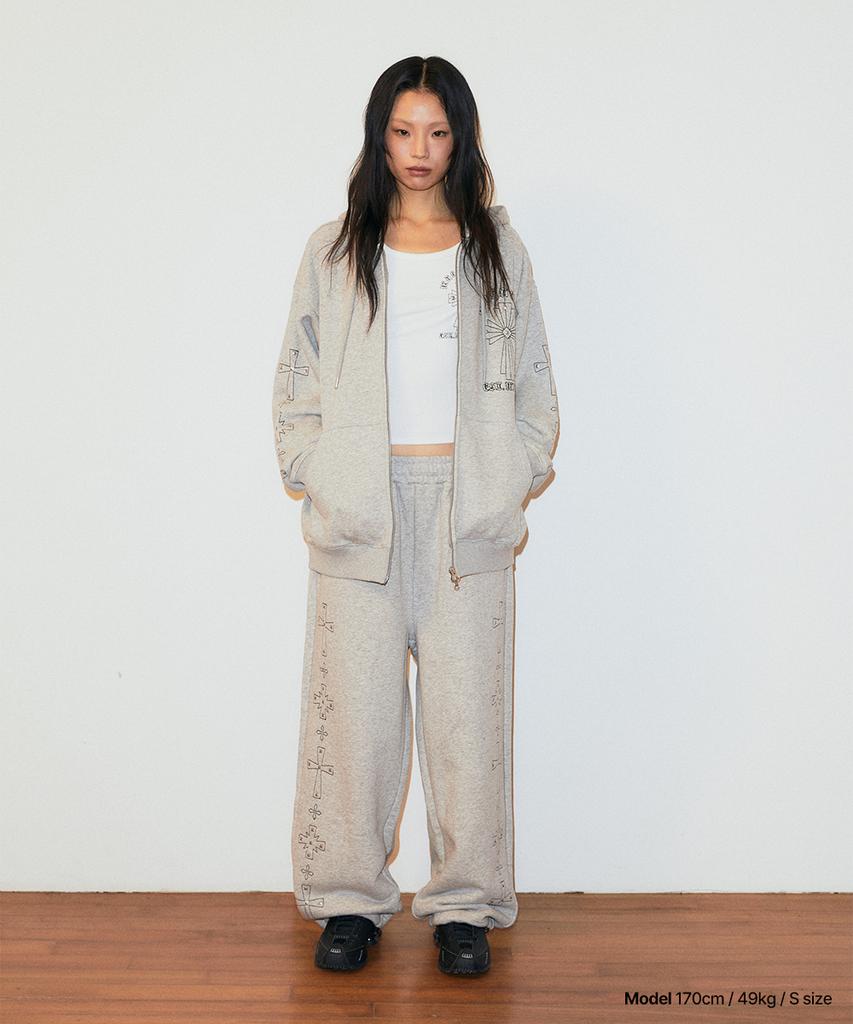 MAHAGRID Cross Stud Sweatpant Gray(Mg2Gsmpa09A)