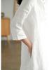 2024 Summer Artistic Loose Patchwork Cotton Linen V-Neck Mid-Length Dress with Five-Point Sleeves