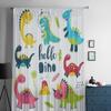 Rideaux transparents en tulle à motif de dinosaures amusants et mignons pour chambre à coucher, salon, cuisine, fenêtre, voile