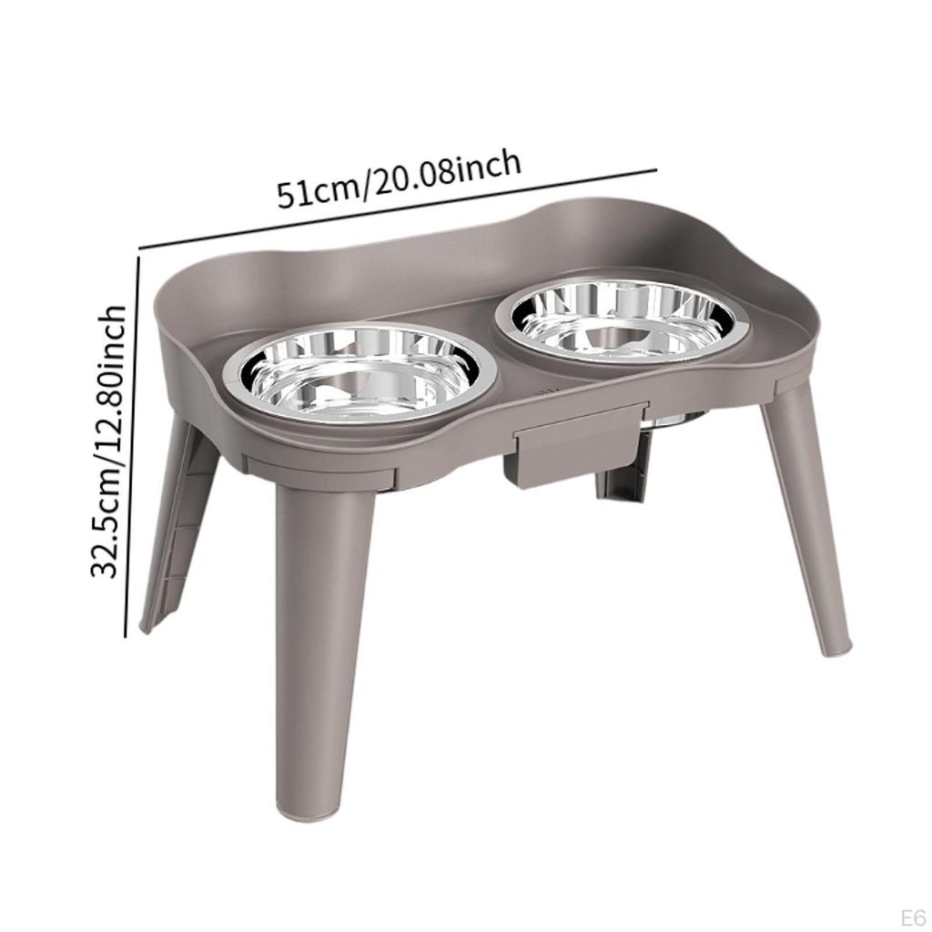 Elevated Dog Bowls Double Raised Anti Slip Feet Dish 2 Stainless Steel for Small Medium