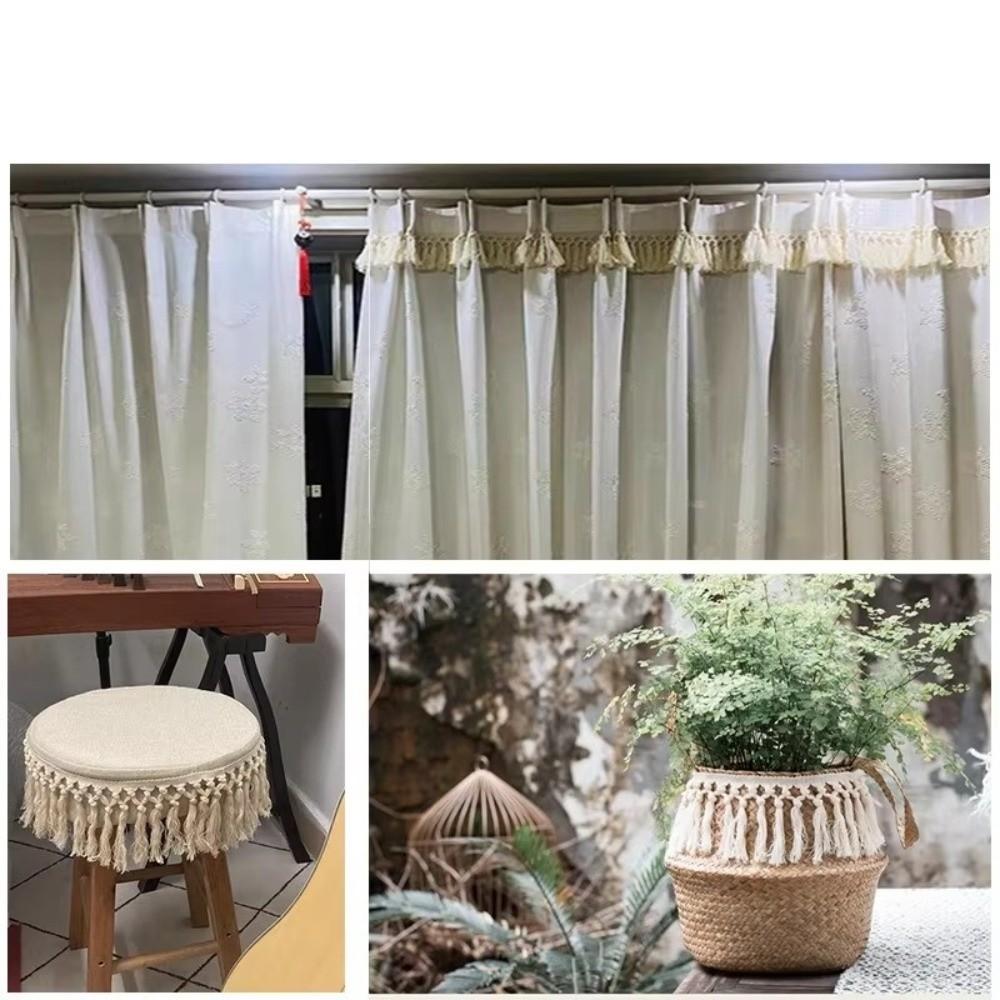 1Yard 11cm Wide Tassel Trim Ribbon Boho Style Macrame Tassel Ribbon For Home Textile