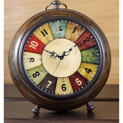 Table Clock Antique Style Office Home Decor Handicrafts Items Wedding Gift Bedroom Living Room Antique Table Clock Design(Wood,Brown)