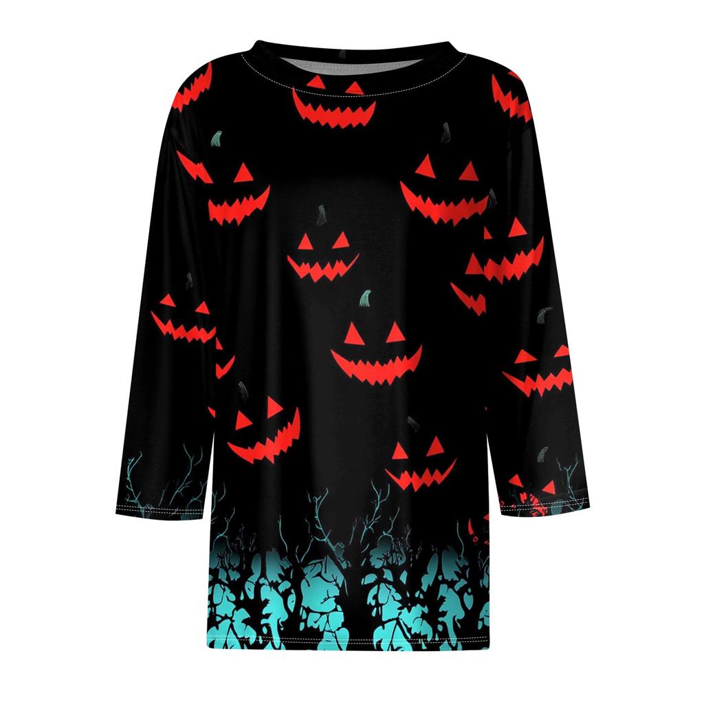 Women's T Shirt Tee Fashion Casual Round Neck 3/4 Sleeve Loose Printed T-Shirt Ladies Top
