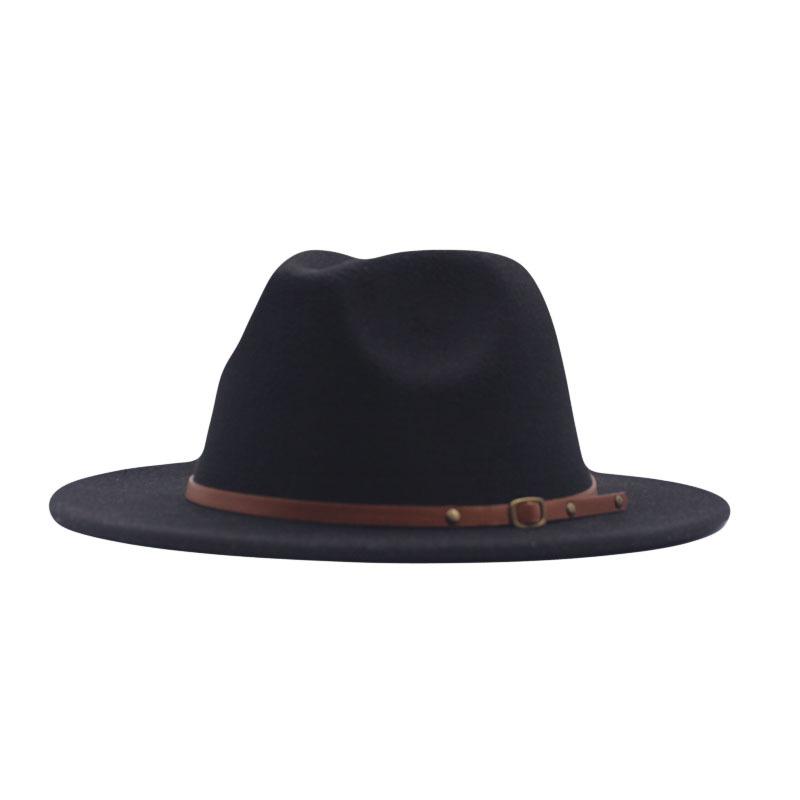 Europäischer, amerikanischer Herbst- und Winter-Kaffeefarbe Jazzhut Kinder Britischer Retro-Flachkrempen-Wollhut Filzhut Vielseitiger Mode-Hipster Zylinder