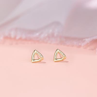 Geometrické náušnice pecky Dámské Jednoduché Lehký luxus Trojúhelníkové náušnice Kovové Duté Niche design Zirkonové náušnice
