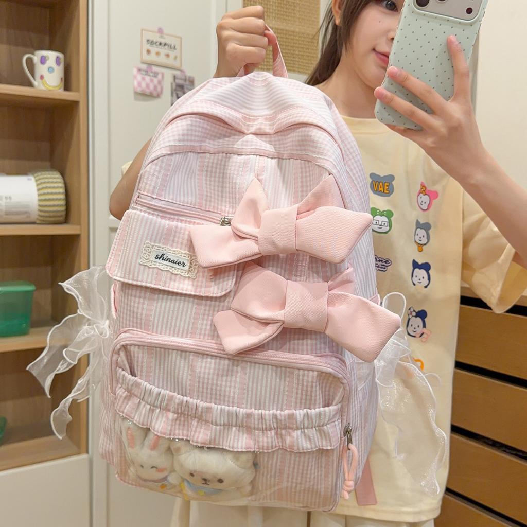 Schoolbag Japanese and Korean niche bow design student schoolbag ins small wind fresh high value backpack women commuter backpack