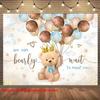 1 2D Flat Cute Bear Theme "We Can't Wait" Gender Reveal Party Decoration Background Banner Youth Baptism