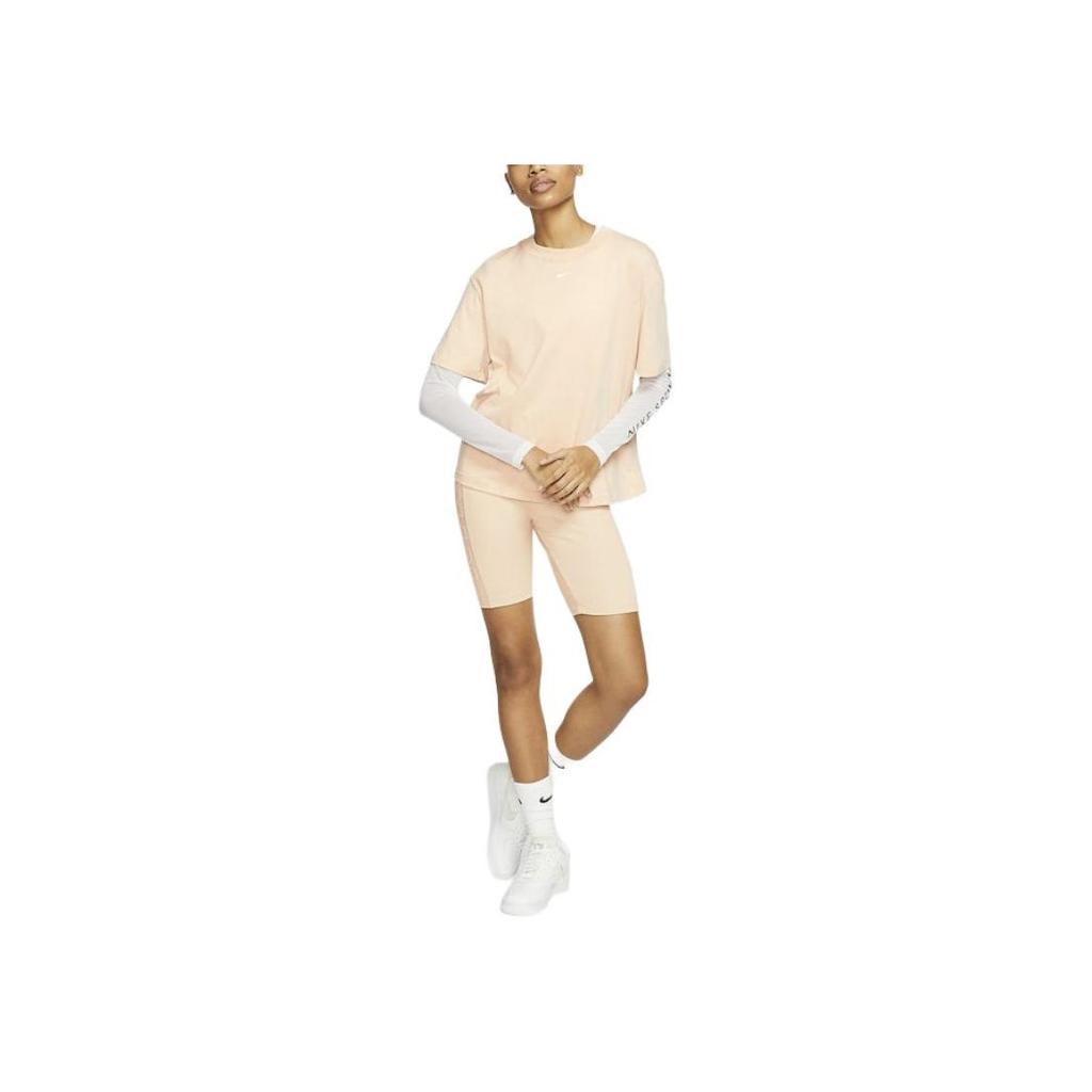 Nike Sportswear Essentials Series Comfortable Casual Breathable Embroidered Small Logo Printed Short Sleeve Regular T-Shirt Women Tops Pink CT2587-287