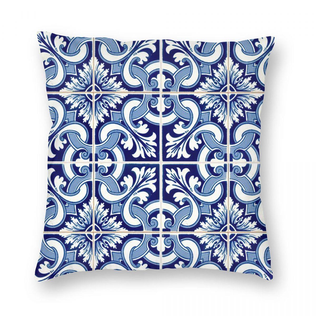 Exquisite Ornaments Unisex Azulejo Lisbon Azulejos Lisboa Square Pillowcase Pillow Cover Cushion Throw Pillow For Home Sofa Living Room