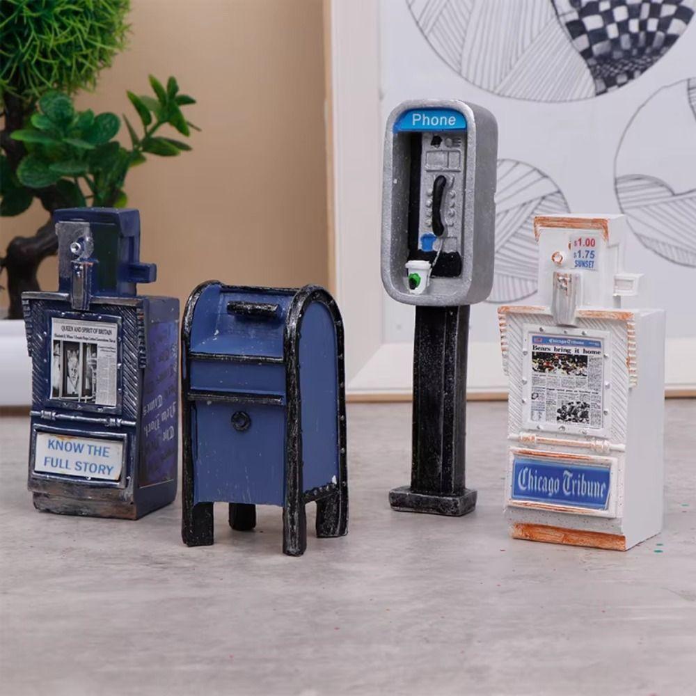 Vintage Style Miniature Payphone Play House Furniture Dollhouse Street Replica Model Accessorries