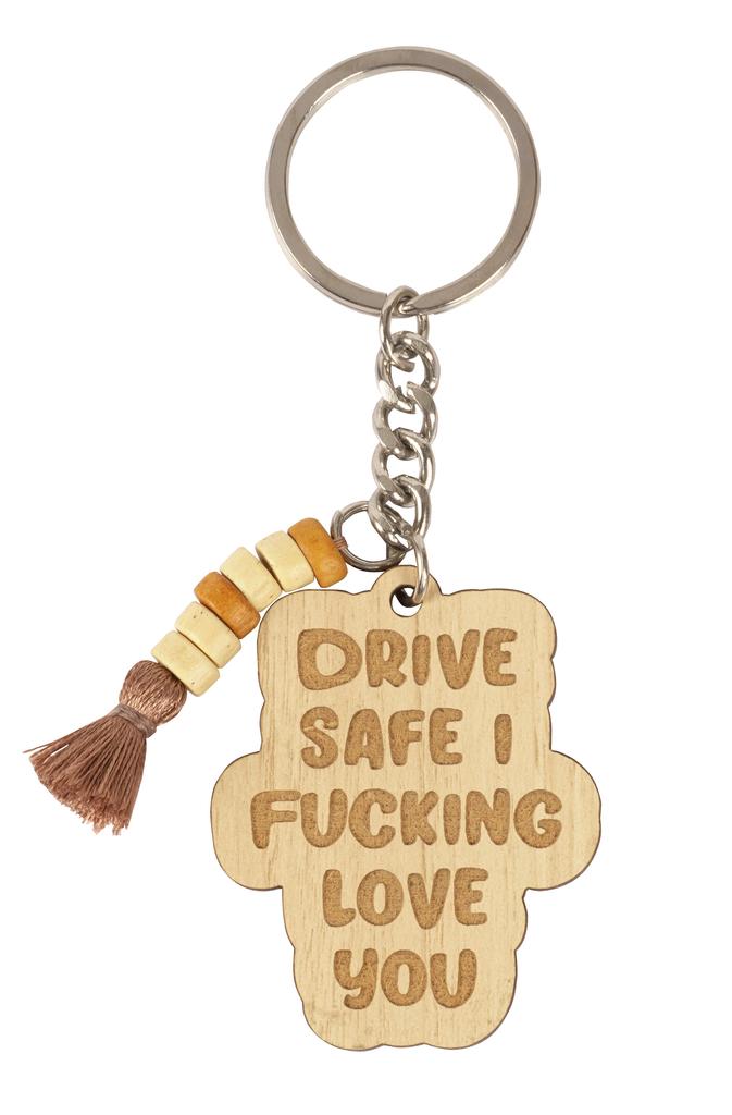 Inkdotpot Breloc Amuzant Condu în Siguranță Te Iubesc La Dracu Breloc Gravat în Lemn Amuzant Adult Sarcastic Noutate