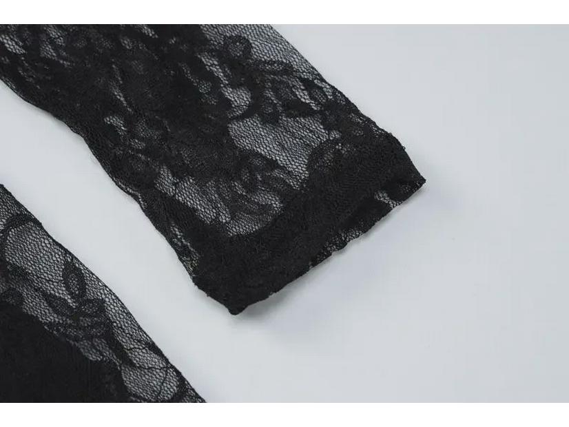 2023 Sexy Lace See-Through Long-Sleeve Jumpsuit for Women - Slim Fit, Popular European & American Fashion