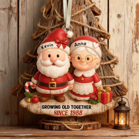 Yousheng Xmas Tree Hanging Pendant Growing Old Together Since 2025 Personalized Acrylic Christmas Ornament Santa Couple Decoration