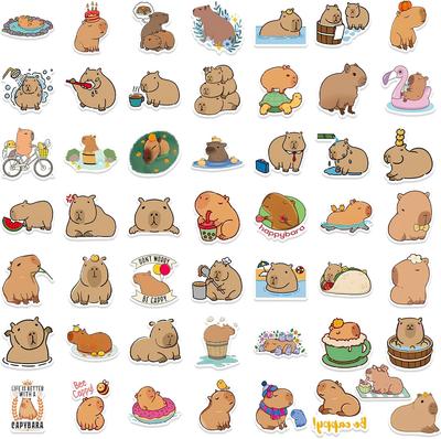 50Pcs Capybara Stickers Cute Brown Stickers Waterproof Cartoon Animal Decals Gifts For Kids Party Favors Bottle Laptop Luggage