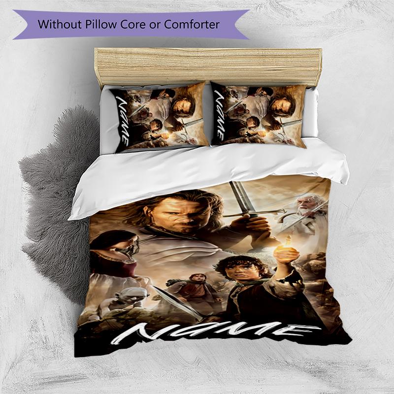 3pcs Custom Name The Fellowship of the Ring Bedding Set Duvet Cover Closure Includes 1 Duvet Cover & 2 Pillowcases for All Seasons Bedroom Decor