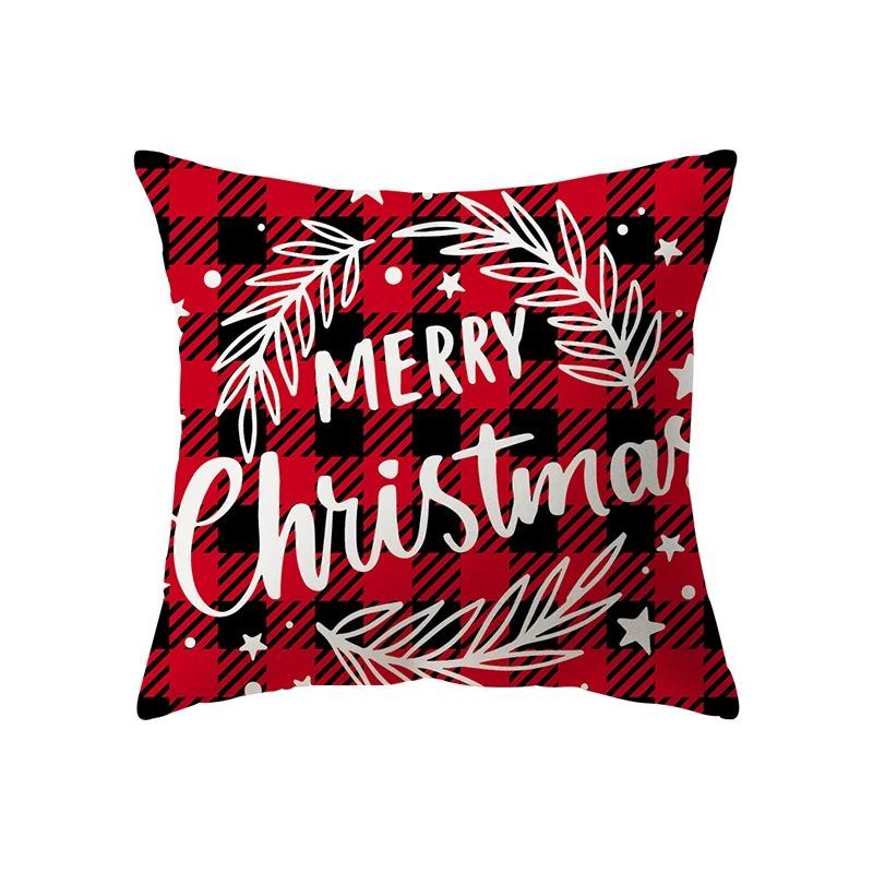 Christmas Decoration Theme Cartoon Print Pattern Cushion Cover For Home Living Room Sofa Pillow Cover