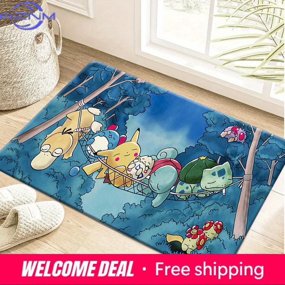 Pokemon Cute Characters Sleeping Hammock Print Non-slip Doormat, Soft Absorbent Floor Rug for Home Decor 40x60cm